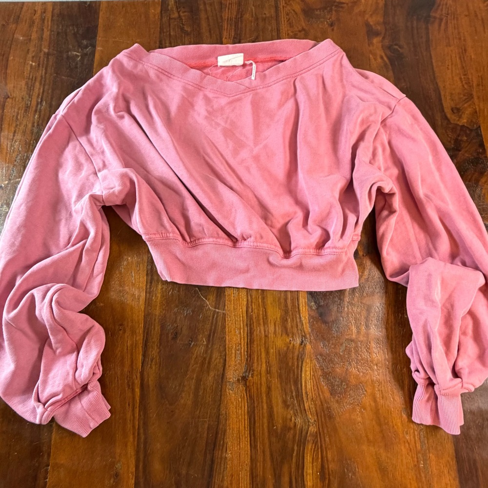 Out From Under Urban Outfitters Pink Cropped Balloon Sleeve Sweatshirt Small